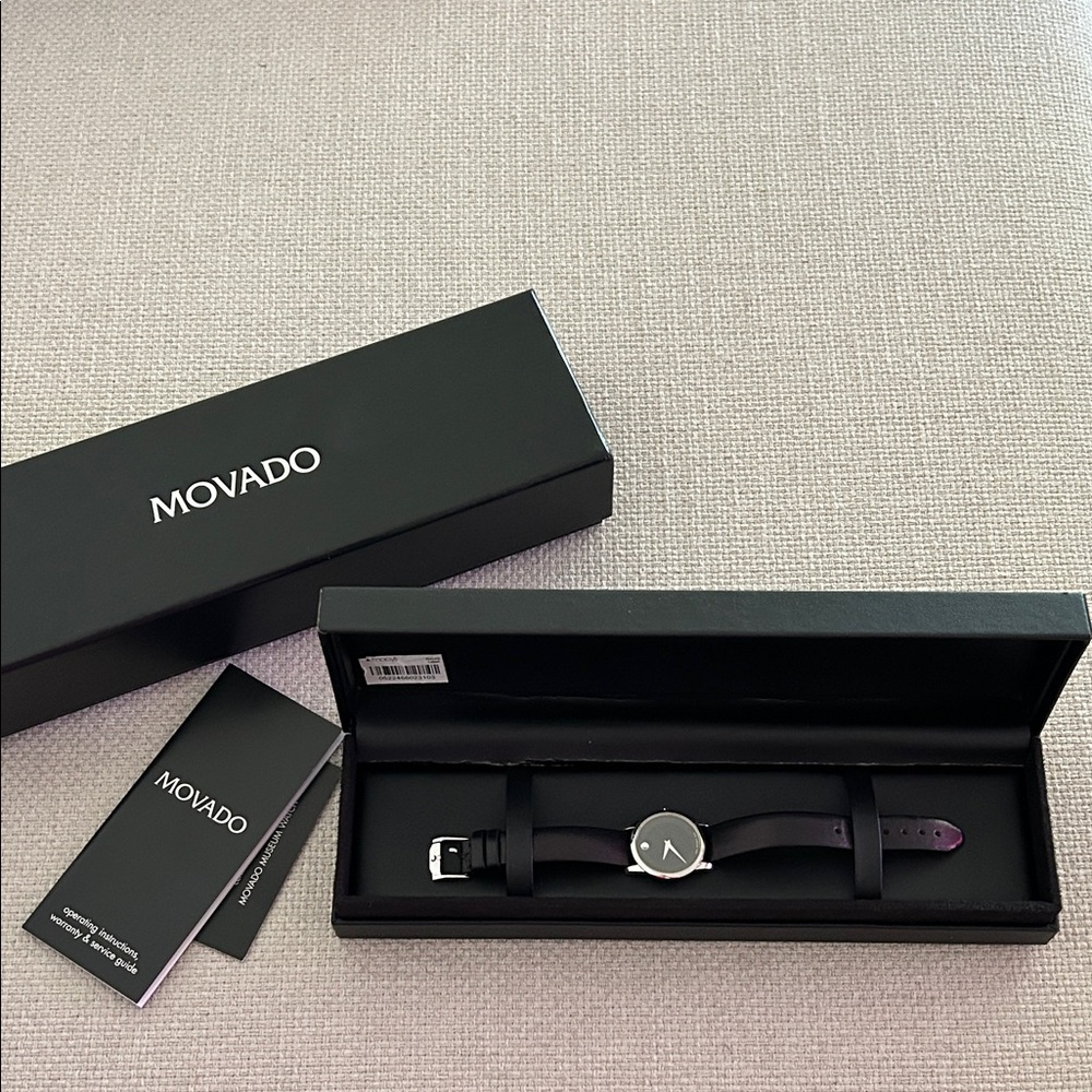 Women’s Movado Museum Watch (Black leather band)